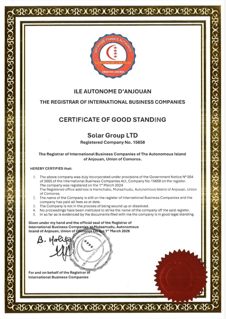 Certificate of good standing